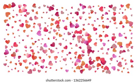 Beautiful Confetti Hearts Falling. Invitation Template Background Design, Greeting Card, Poster. Colored heart confetti for womens holidays