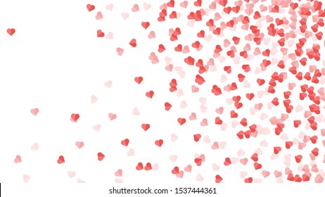 Beautiful Confetti Hearts Falling on Background. Invitation Template Background Design, Greeting Card, Poster. Valentine Day. Vector illustration