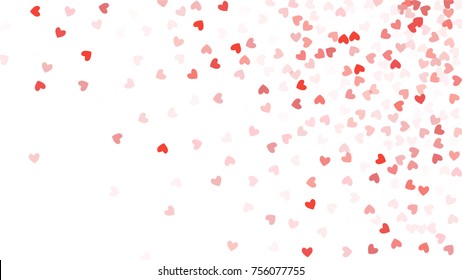 Beautiful Confetti Hearts Falling Background  Invitation Template Background Design  Greeting Card  Poster  Valentine Day  Vector illustration