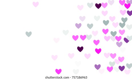 Beautiful Confetti Hearts Falling on Background. Invitation Template Background Design, Greeting Card, Poster. Valentine Day. Vector illustration