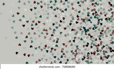 Beautiful Confetti Hearts Falling on Background. Invitation Template Background Design, Greeting Card, Poster. Valentine Day. Vector illustration