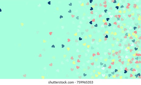 Beautiful Confetti Hearts Falling on Background. Invitation Template Background Design, Greeting Card, Poster. Valentine Day. Vector illustration