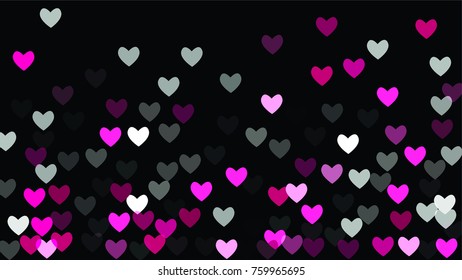 Beautiful Confetti Hearts Falling on Background. Invitation Template Background Design, Greeting Card, Poster. Valentine Day. Vector illustration