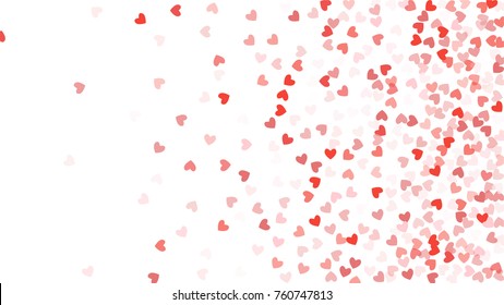 Beautiful Confetti Hearts Falling on Background. Invitation Template Background Design, Greeting Card, Poster. Valentine Day. Vector illustration