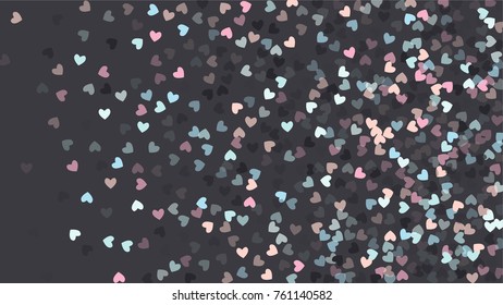 Beautiful Confetti Hearts Falling on Background. Invitation Template Background Design, Greeting Card, Poster. Valentine Day. Vector illustration