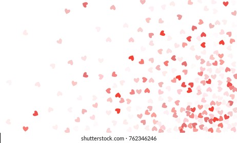 Beautiful Confetti Hearts Falling on Background. Invitation Template Background Design, Greeting Card, Poster. Valentine Day. Vector illustration