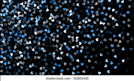 Beautiful Confetti Hearts Falling on Black Background. Invitation Template Background Design, Greeting Card, Poster. Valentine Day. Vector illustration