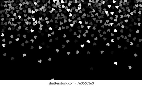 Beautiful Confetti Hearts Falling on Black Background. Invitation Template Background Design, Greeting Card, Poster. Valentine Day. Vector illustration