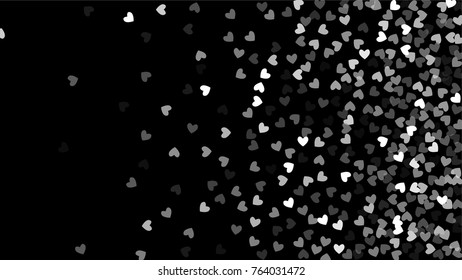 Beautiful Confetti Hearts Falling on Black Background. Invitation Template Background Design, Greeting Card, Poster. Valentine Day. Vector illustration