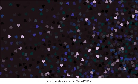 Beautiful Confetti Hearts Falling on Black Background. Invitation Template Background Design, Greeting Card, Poster. Valentine Day. Vector illustration