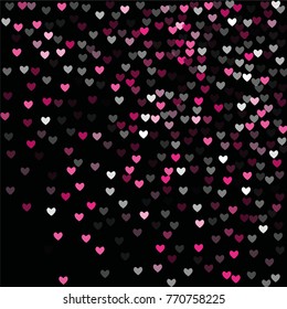 Beautiful Confetti Hearts Falling on Background. Invitation Template Background Design, Greeting Card, Poster. Valentine Day. Vector illustration