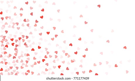 Beautiful Confetti Hearts Falling on Background. Invitation Template Background Design, Greeting Card, Poster. Valentine Day. Vector illustration