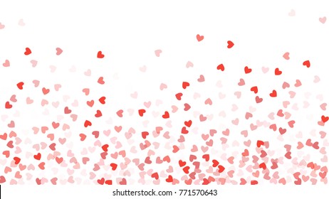 Beautiful Confetti Hearts Falling on Background. Invitation Template Background Design, Greeting Card, Poster. Valentine Day. Vector illustration