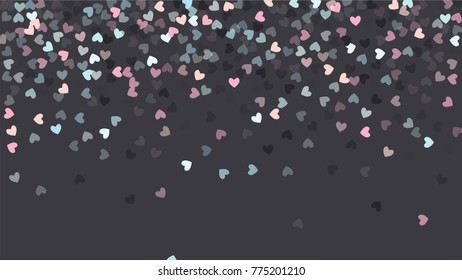 Beautiful Confetti Hearts Falling on Background. Invitation Template Background Design, Greeting Card, Poster. Valentine Day. Vector illustration