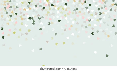 Beautiful Confetti Hearts Falling on Background. Invitation Template Background Design, Greeting Card, Poster. Valentine Day. Vector illustration
