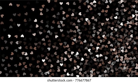 Beautiful Confetti Hearts Falling on Black Background. Invitation Template Background Design, Greeting Card, Poster. Valentine Day. Vector illustration