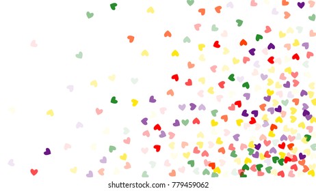Beautiful Confetti Hearts Falling on Background. Invitation Template Background Design, Greeting Card, Poster. Valentine Day. Vector illustration