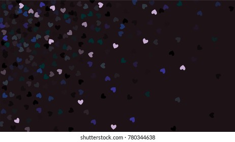 Beautiful Confetti Hearts Falling on Black Background. Invitation Template Background Design, Greeting Card, Poster. Valentine Day. Vector illustration