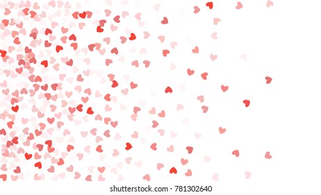 Beautiful Confetti Hearts Falling on Background. Invitation Template Background Design, Greeting Card, Poster. Valentine Day. Vector illustration