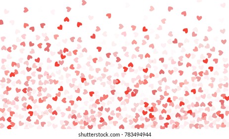 Beautiful Confetti Hearts Falling on Background. Invitation Template Background Design, Greeting Card, Poster. Valentine Day. Vector illustration