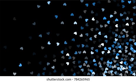 Beautiful Confetti Hearts Falling on Black Background. Invitation Template Background Design, Greeting Card, Poster. Valentine Day. Vector illustration