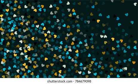 Beautiful Confetti Hearts Falling on Black Background. Invitation Template Background Design, Greeting Card, Poster. Valentine Day. Vector illustration