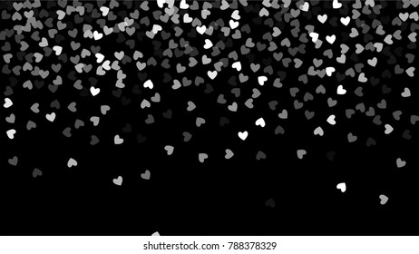 Beautiful Confetti Hearts Falling on Black Background. Invitation Template Background Design, Greeting Card, Poster. Valentine Day. Vector illustration