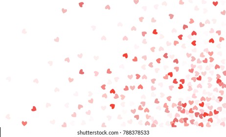 Beautiful Confetti Hearts Falling on Background. Invitation Template Background Design, Greeting Card, Poster. Valentine Day. Vector illustration