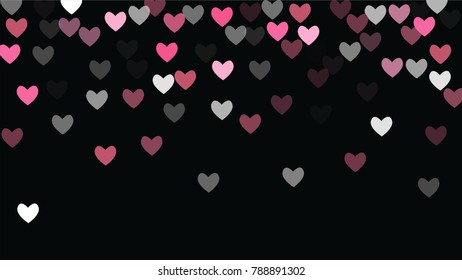 Beautiful Confetti Hearts Falling on Background. Invitation Template Background Design, Greeting Card, Poster. Valentine Day. Vector illustration