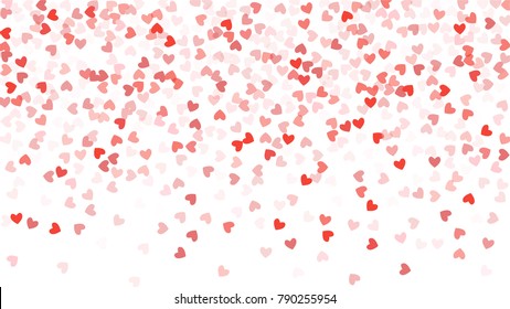 Beautiful Confetti Hearts Falling on Background. Invitation Template Background Design, Greeting Card, Poster. Valentine Day. Vector illustration