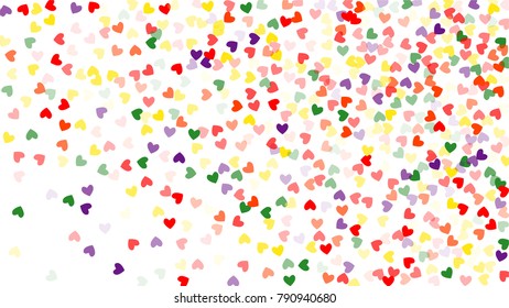 Beautiful Confetti Hearts Falling on Background. Invitation Template Background Design, Greeting Card, Poster. Valentine Day. Vector illustration