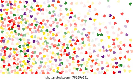 Beautiful Confetti Hearts Falling on Background. Invitation Template Background Design, Greeting Card, Poster. Valentine Day. Vector illustration