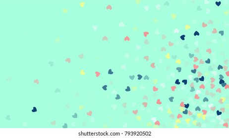 Beautiful Confetti Hearts Falling on Background. Invitation Template Background Design, Greeting Card, Poster. Valentine Day. Vector illustration