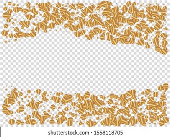 Beautiful confetti isolated on transparent background. Vector illustration. EPS10. Random particles. Golden colored, elegant, trendy, festive circles, happy, luxury, chaotic decor.
