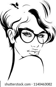 Beautiful and Confident Business Woman Wearing Eye Glasses 