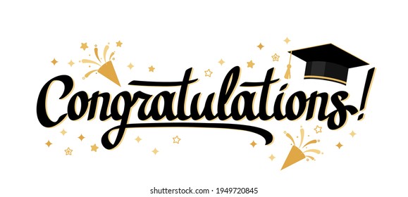 Beautiful congratulatory letter Congratulations on graduation and graduation. vector illustration isolated on white background