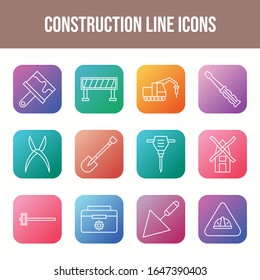 Hermosa construcción 12 iconos vectores