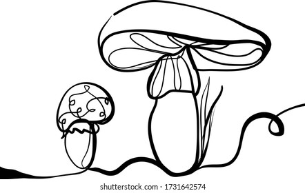 Hermoso diseño de hongos de línea continua