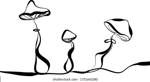 Beautiful continuous line mushroom design