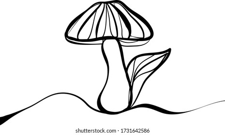 Hermoso diseño de hongos de línea continua