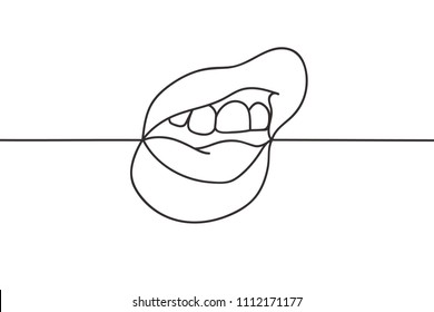 Beautiful continuous line sexy lips art design vector