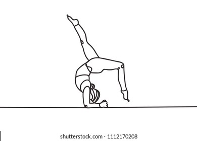 Beautiful continuous line yoga woman art design vector