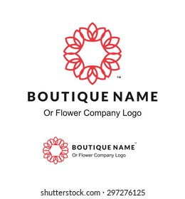 Beautiful Contour Logo with Flower for Boutique or Beauty Salon or Flowers Company