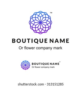 Beautiful Contour Ornamental Logo with Flower for Boutique or Beauty Salon or Flowers Company