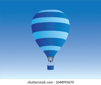 A beautiful and cool blue hot air balloon in the blue sky