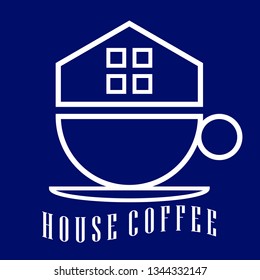 Beautiful and Cool Coffee Logo in Blue Background for Cafe and Restaurant