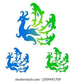 beautiful and cool feathered peacock in gradient color.white background template logo design