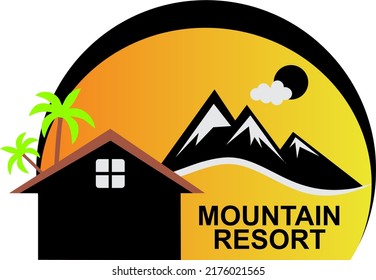 Beautiful and cool mountain resort logo or icon.