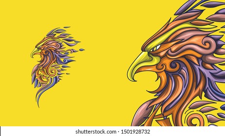 Beautiful Cool Phoenix Eagle Fire Flame: เวกเตอร์สต็อก (ปลอดค่า ...