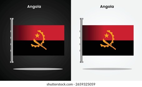 Beautiful and cool vector design image of Angola Flag Design and their country names with black and white background for design purposes